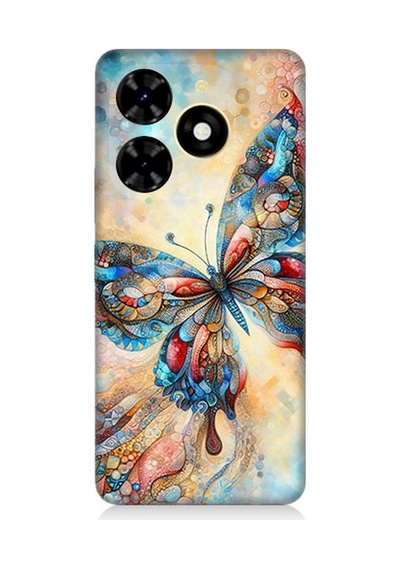 Tecno Spark 20c Uyumlu Parlayan Renkli Kelebek Desenli Silikon Kılıf Çok Renkli