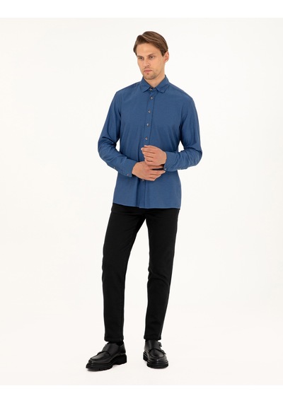 Pierre Cardin Erkek İndigo Gömlek Desenli 50293255-vr028 İndigo