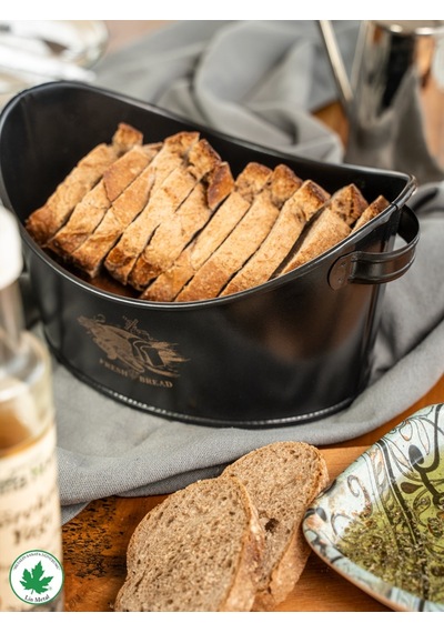 Metal Kayık Ekmeklik, Gondol Ekmeklik, Ekmek Sepeti, Sunumluk Fresh Bread Baskılı - Siyah