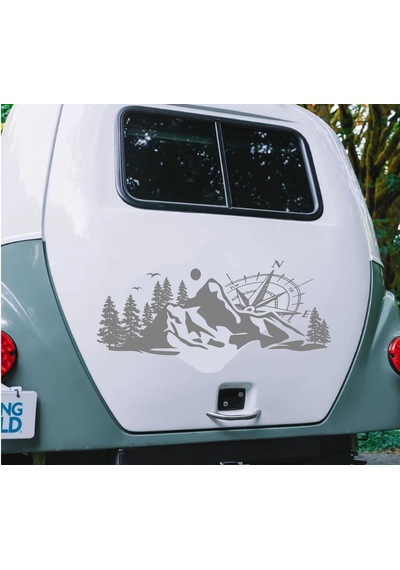 Pusula Dağ Orman Sticker - 4x4 Kamp Adventure Pickup Karavan Araba Sticker - Araç Araba Cam Sticker - 00303 80 Cm