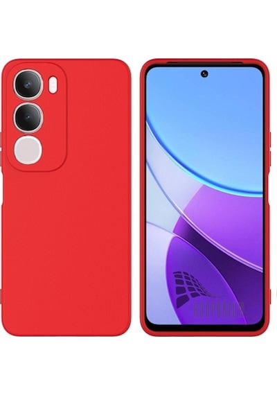 Vivo Y19S Uyumlu Silikon Kılıf - Kamera Korumalı Esnek Pastel Renk Kapak - Kırmızı