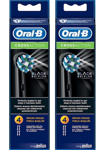 Oral-B CrossAction Elektrikli Diş Fırçası Yedek Başlığı 8'li Siyah
