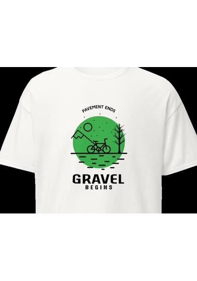 Wildstyle Gravel Begins Dağ Bisikleti Doğa Yol Macera Baskılı Unisex Bisiklet Yaka Pamuklu Tişört Beyaz