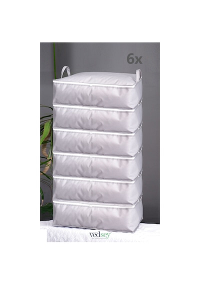6'lı Set 64x45x23 Cm Çekyat&baza Altı Düzenleyici Yastık&yorgan&kıyafet Organizer Hurç Gri