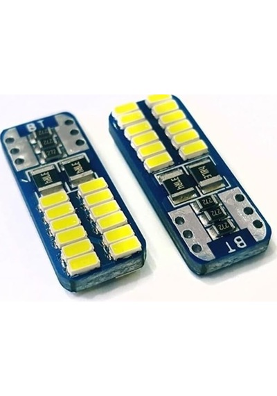 Premium Beyaz Ampul T10 24 Smd 4014 Chip Mini Yassı Led Aktif Canbus Diğer
