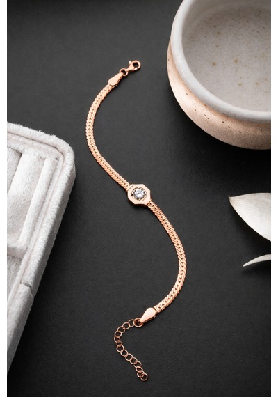 Çekirdekjewelry 925 Ayar Gümüş Hasır Serenay Bileklik Pembe