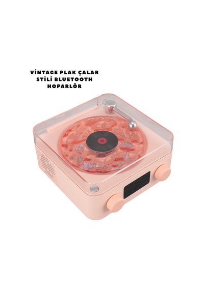 Retro Bluetooth Hoparlör Pembe