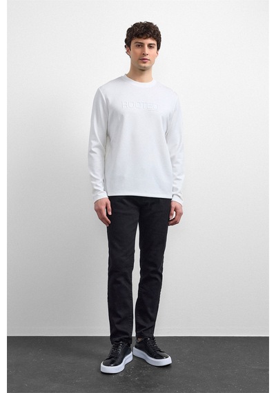Backandbond Beyaz Bisiklet Yaka Regular Fit Sweatshirt