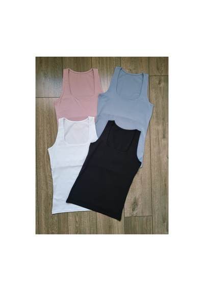 Demirsa Boutique Kare Yaka 4'lü Pudra, Mavi, Siyah Ve Beyaz Renk Pamuklu Kadın Atlet Çok Renkli Demirsa Boutique Kare Yaka 4'lü Pudra, Mavi, Siyah Ve Beyaz Renk Pamuklu Kadın Atlet Çok Renkli