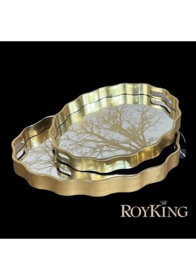 Royking 2 Li Oval Tepsi 44x36-38x31 Cm Fx 062 Altın