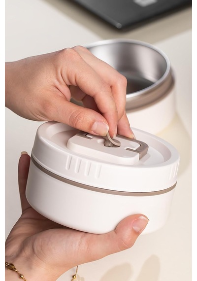 Isı Yalıtımlı Çanta Paslanmaz Çelik Vakumlu Yemek Termosu Beslenme Kutusu Lunch Box Sefer Tası Bej Diğer