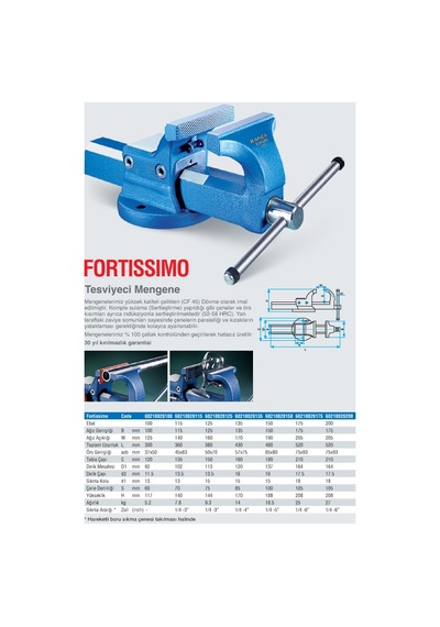 Fortissimo Kanca Tesviyeci Mengene 150'LİK