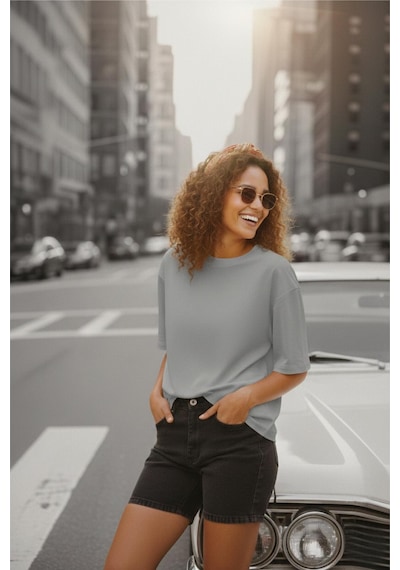 Mily Kadın Oversize Basic Bisiklet Yaka Pamuklu T-shirt Rahat Kesim Unisex Sevgili Kombini Gri