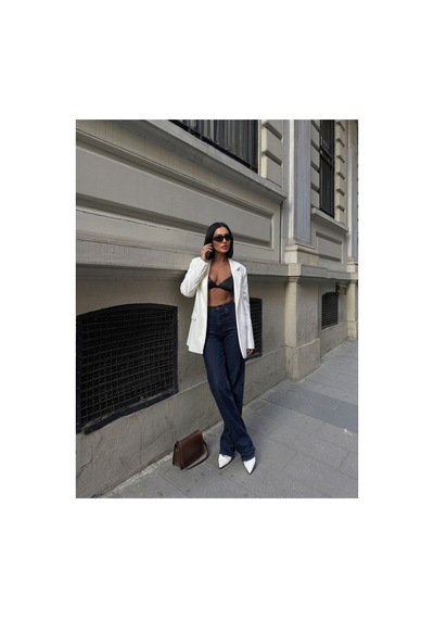 HLT Jeans Kadın Lacivert Wide Leg Yüksek Bel Likralı Jean Kot Pantolon Jessica-2041