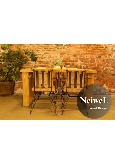 Neiwel Garden Avex Doğal Ahşap Bahçe Yemek Masası-80-140 Açık Ceviz