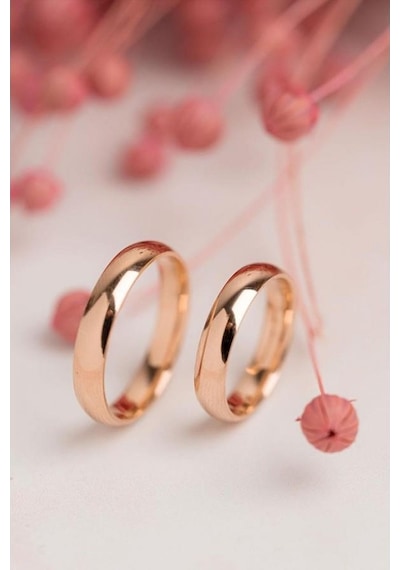 Sefa Gold 4mm Rose Düz Bombe Klasik Alyans 001