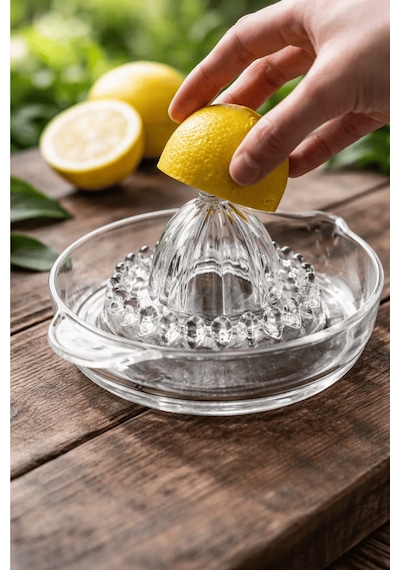 Büyük Boy Cam Narenciye Sıcakağı - Dişli Cam Limon Sıkacağı Şeffaf
