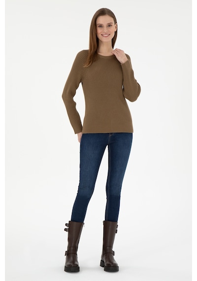 U.S. Polo Assn. Kadın Haki Bisiklet Yaka Kazak 50297095-VR027