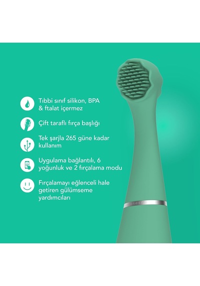 Issa 4 Baby Silikon Sonic Diş Fırçası Seti, Çift Taraflı Kıllar, Eğlenceli Gülümseme Özelliği, Hassas Ma