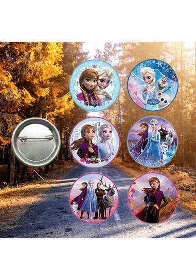 Lisanslı Yaka Çanta Metal Rozeti Frozen-elsa-anna 6lı Paket Pinyata İçi Doğum Günü Hediyesi Diğer