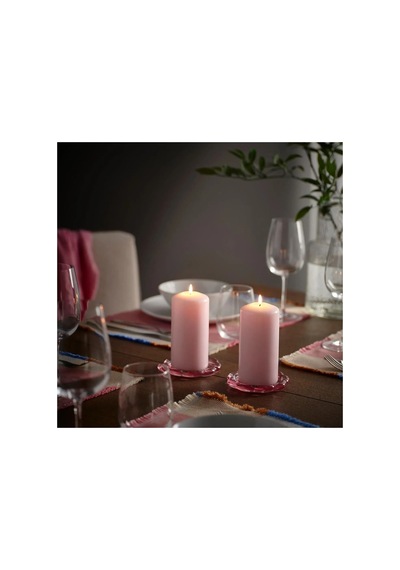 Ikea Daglıgen Cam Kaplı Kokulu Mum 6,8 X 14 Cm Kokusuz Pembe