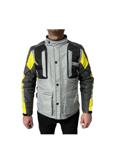 Venom Motosiklet Montu Tourex 4 Mevsim Ce Sertifikalı Long Touring Motorcu Mont Gri-sarı