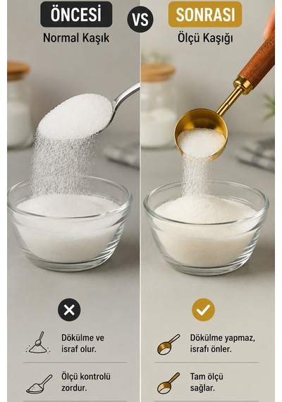 60 Ml Ahşap Saplı Gold Kahve Ölçü Kaşığı Paslanmaz Çelik Kahve Çay Mama Ölçme Kaşığı Altın