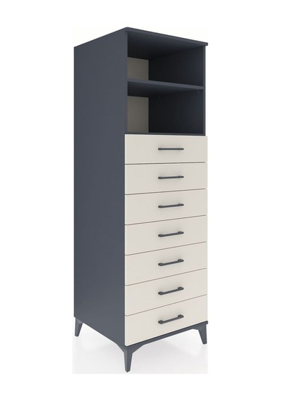 Kronos Dolap 2 Raflı 7 Çekmeceli 60x59x182 Antrasit-aytaşı Antrasit