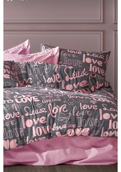 Lexroo Denizli Çeyiz Tek Kişilik Çocuk Nevresim Takımı Love Pembe