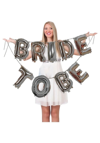 Gümüş Bride To Be Harf Folyo Balon Seti 9 Adet Harf Gümüş Gri Renk 40cm Bekarlığa Veda