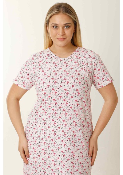 Parlingerie Hamile Emzirme Geceliği Kısa Kollu Kalpli Beyaz