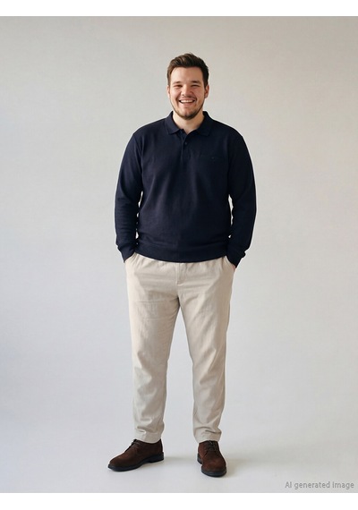 Lcwaıkıkı Classic Lacivert Büyük Beden Polo Yaka Erkek Sweatshirt