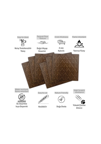 3 Boyutlu Duvar Paneli Kabartmalı Salon Desen Pvc 41x41 Cm/ 6 Adet /1 M² Teak