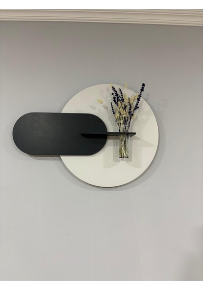 Karanfil Ahşap Pilli Ledli İskandinav Tarzı Salon Duvar Rafı Modern Çiçeklik 45 X 65 Cm Paris Grisi - Antrasit