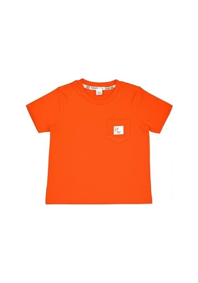 Breeze Erkek Bebek Cep Detaylı Basic T-shirt-15832 Turuncu