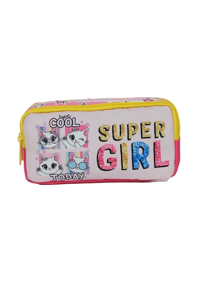 Pippa Kız Çocuk Üç Gözlü Pembe/sarı İlkokul Üçlü Okul Çanta Seti - Super Girl - Ppset5220 Çok Renkli