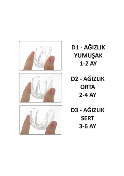 Çocuk Diş Silikon Ortodontik Parantez 3 Lü Set D1 D2 D3 Şeffaf