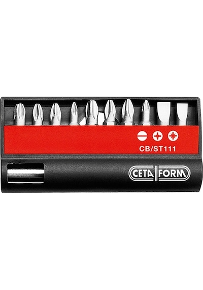 Ceta Form CbSt111 11 Parça DüzYıldızPozidriv Bits Uç Takımı 14" Bits Tutucu İle