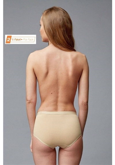 Blackspade 1307 Kadın 2'li Paket Pamuklu Yüksek Bel Slip Külot-ten Ten Rengi