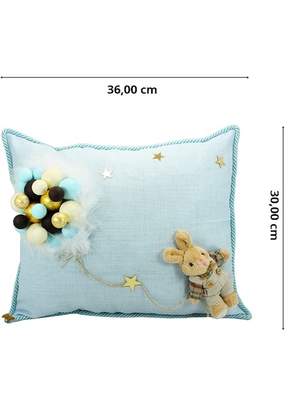 Süslebabypartystore Takı Yastığı, Bubble Ve Tavşan Süslemeli - Mavi