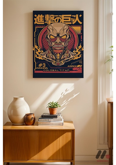 Attack On Titan Colossal Titan Poster, Çerçevesiz Yüksek Kalite Duvar Afişi - Anime Severlere Özel H