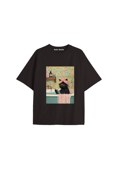 Kalic Studio Y2k Vintage Cats Baskılı Siyah T-shirt Kod 30 Siyah-30