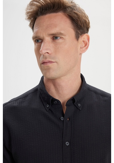 AC&Co / Altınyıldız Classics Erkek Sıyah Slim Fit Dar Kesim Düğmeli Yaka %100 Pamuk Gömlek Sıyah Siyah AC&Co / Altınyıldız Classics Erkek Sıyah Slim Fit Dar Kesim Düğmeli Yaka %100 Pamuk Gömlek Sıyah Siyah
