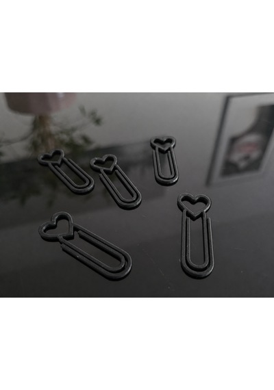 3d Baskı Kalp Figürlü Ataç - 10lu Set - Siyah