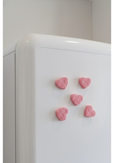 5'li Kalp Magnet Seti - Pembe