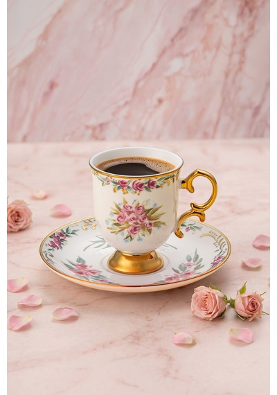 Emsan Rose 6 Kişilik Kahve Fincan Takımı 80 Ml Multicolor