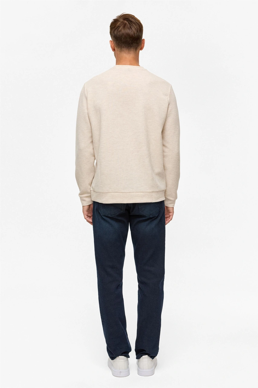 Süvari Bej Regular Düz Bisiklet Yaka Sweatshirt-38782 Bej