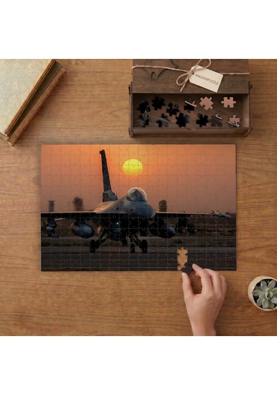 Günbatımı - Savaş Uçağı Tasarımı 240 Parça Ahşap Puzzle Ahşap Kutuda Mpy20047