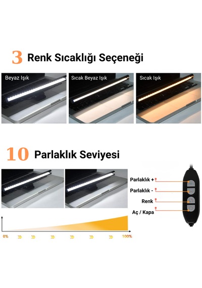 Usb'li Kısılabilir Led Işık Çubuğu Göz Koruyucu Masa Lambası