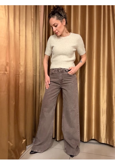 Ali Butik Kahve Fem Geniş Paça Jean Kahve